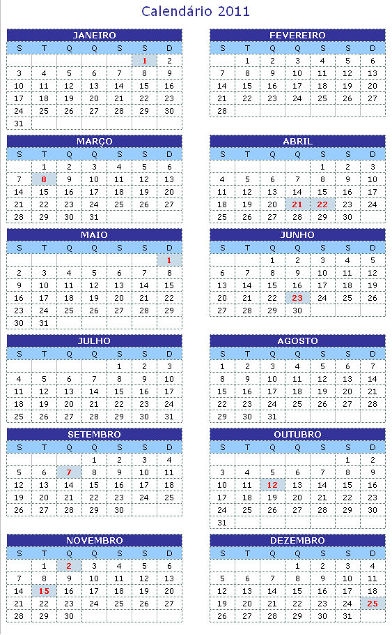 Calendário 2022 Com Feriados Nacionais Para Imprimir