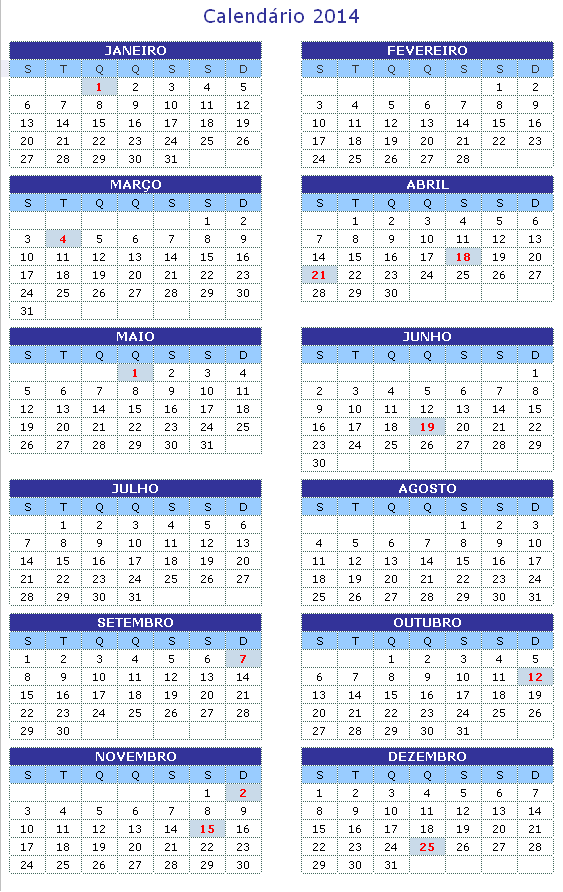 Calendário 2022 Com Feriados Nacionais Para Imprimir