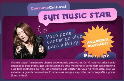 Promoção Sym Music Star Miley Cyrus – Como Participar