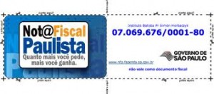 Novo Cartão Nota Fiscal Paulista em Códigos de Barras
